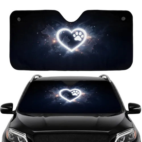 Luminous White Heart Dog Paw Pet Silhouettes - Loving Animal Companion Gift Car Sunshade