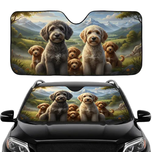 Poodle Mix Labradoodle Goldendoodle Family Dogs - Dog Lover Gift Car Sunshade