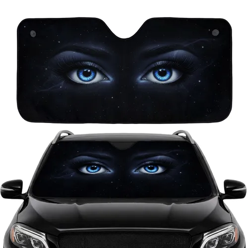 Luminous Blue Eyes Cosmic Stardust - Sci-Fi Lover Car Decor Gift Car Sunshade