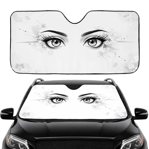 Anime Manga Eyes Thick Eyelash Brows Light Rays Atmospheric Wisps Cloud Textures - Anime Fan Gift Car Sunshade