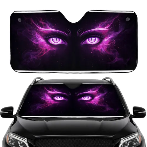 Piercing Electric Purple Eyes Mythical Entity Arcane Energy - Travel Essentials Car Sunshade