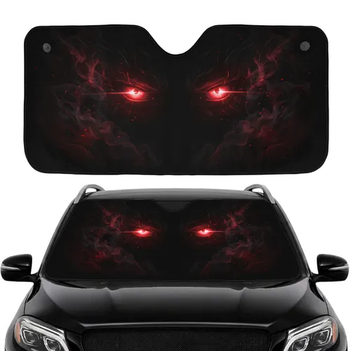 Menacing Watchful Red Eyes Radiating Crimson Energy Ethereal Smoke - Dark Car Decor Car Sunshade