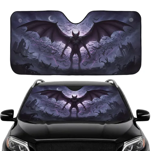 Colossal Demonic Bat Swarm Gothic Ruins Moon - Cinematic Horror Fan Gift Car Sunshade