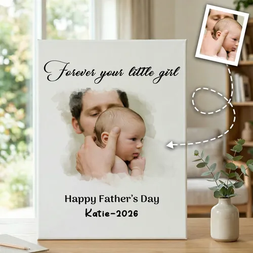 Personalised Canvas Fathers Day Present For Him From Daughter Wife, Birthday Art Gift