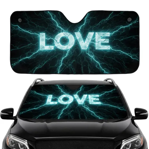 Love Fractured Ice Glowing Energy Cracks - Car Decor Gift Car Sunshade
