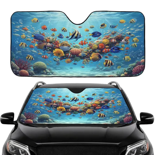 Tropical Fish Angelfish Clownfish Coral Reef - Marine Life Lover Gift Car Sunshade