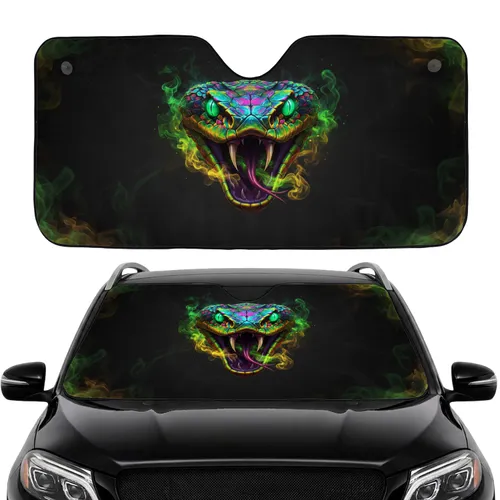Iridescent Snake Head Glowing Eyes Bioluminescent Smoke - Exotic Animal Car Decor Gift Car Sunshade