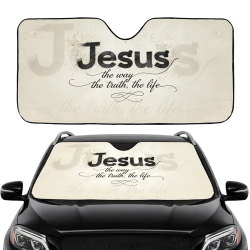 Jesus The Way The Truth Life Script - Daily Faith Lifestyle Gift for Believers Car Sunshade