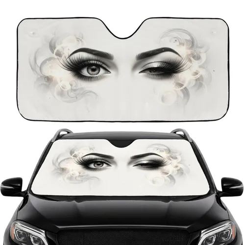 Winking Eye Long Voluminous Eyelashes Arched Brows - Beauty Lover Gift Car Sunshade