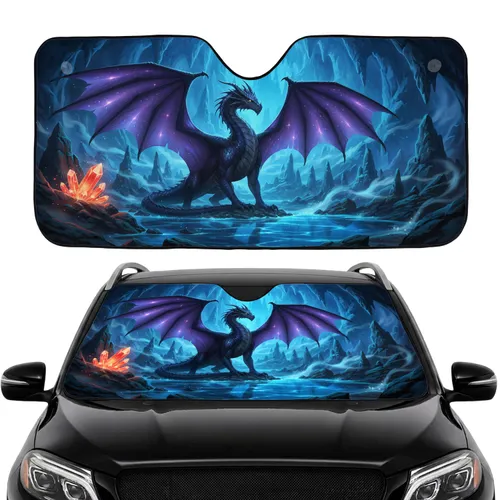 Dragon Ice Cave Fantasy Realm - Mythical Creature Fan Gift Car Sunshade