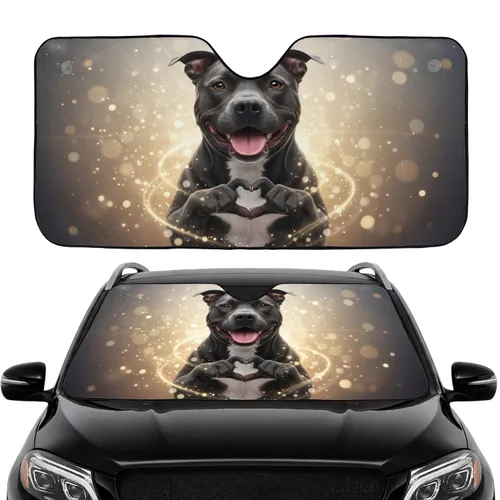 Pit Bull Dog Paws Heart Shape White Chest - Dog Lover Pet Owner Gift Car Sunshade