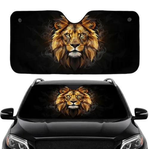 Majestic Faceted Mane Lion Head Golden Eyes Car Decor Gift for Animal Lover Car Sunshade