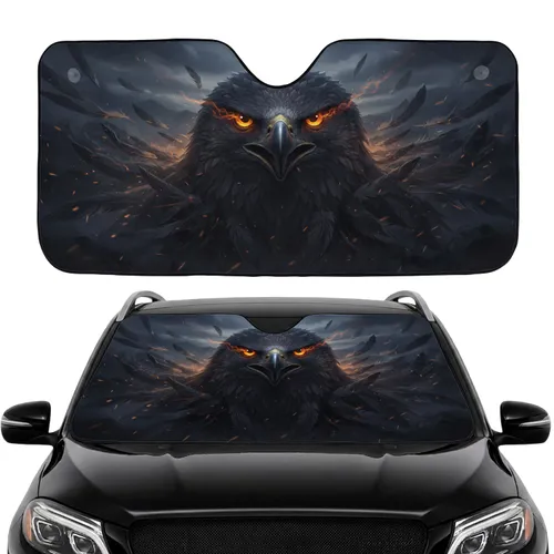 Majestic Predatory Bird Head Strong Beak Glowing Eyes Swirling Mists Twilight Sky – Wildlife Lover Gift Car Sunshade
