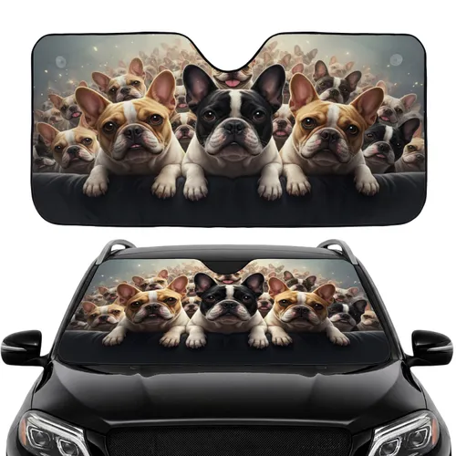 Full Pack French Bulldogs - Dog Lover Everyday Driving Gift Car Sunshade