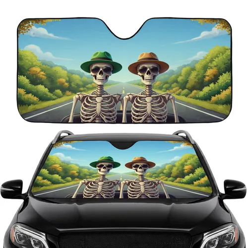 Joyful Skeletons Road Trip Highway - Summer Travel Adventure Gift Car Sunshade