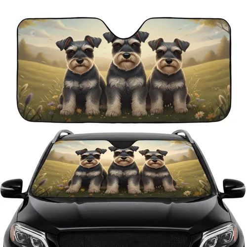Miniature Schnauzers Natural Landscape - Dog Owner Lifestyle Gift Car Sunshade