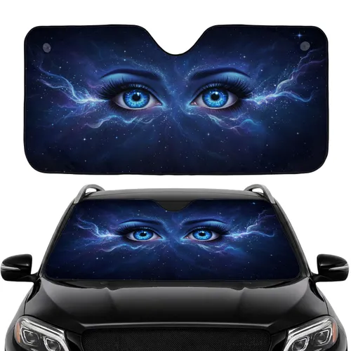 Enchanting Blue Eyes Cosmic Nebula - Ethereal Stargazer Gift Car Sunshade