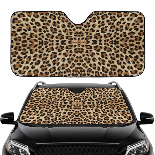 Cream Brown Black Beige Leopard Fur Wildlife Lover Car Decor Gift Car Sunshade