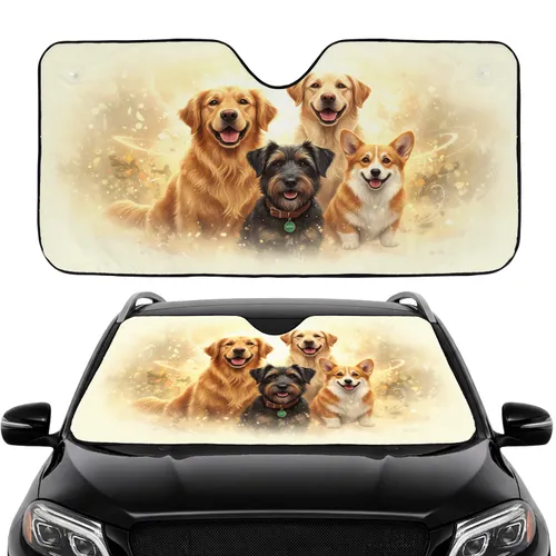 Happy Smiling Diverse Dog Breeds Jaja Tag - Warmth Happiness Dog Lover Gift Car Sunshade
