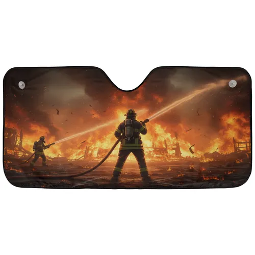 Firefighters Battling Inferno - Firefighter Appreciation Gift for First Responders Car Sunshade