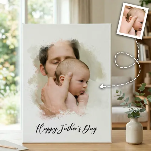 Personalised Canvas Family Portrait, Personalized Father's Day Gift