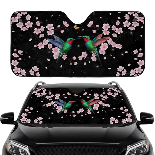 Hummingbirds Cherry Blossoms - Wildlife Lover Everyday Accessory Car Sunshade