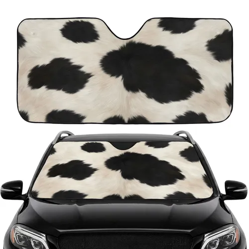 Cowhide Fur Organic Splotch - Farmhouse Decor Cow Lover Gift Car Sunshade