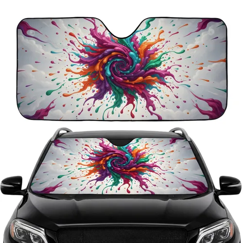 Swirling Liquid Paint Splash Vortex Droplets Streaks Explosion - Car Decor Gift Car Sunshade