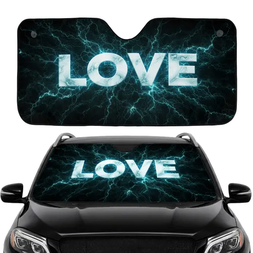 LOVE Luminous Marbled Cracked Swirls Frozen Lightning - Travel Essentials Car Sunshade