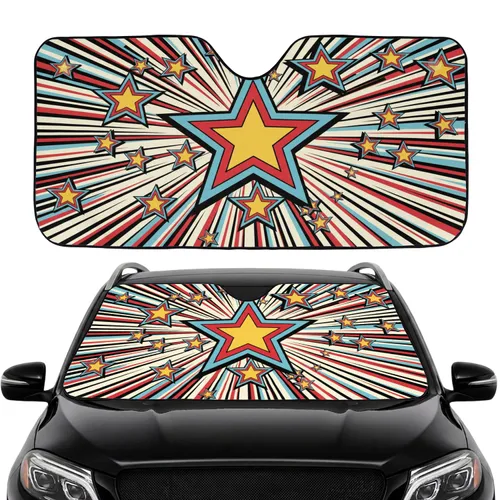 Prominent, Layered Five Point Stars Explosion - Everyday Car Interior Decor Car Sunshade