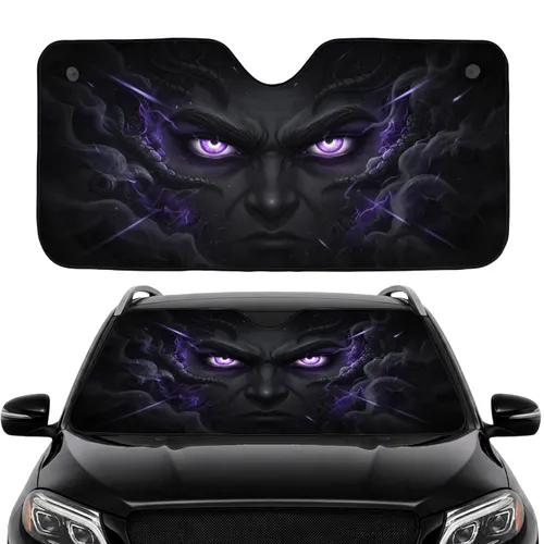 Glaring Purple Glowing Eyes Energy Tendrils - Fantasy Lover Gift Car Sunshade