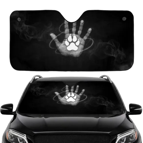 Realistic Grayscale Handprint White Dog Paw Print - Meaningful Connection Gift Car Sunshade