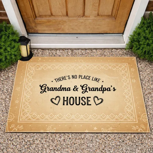 No Place Like Grandma Grandpa House Hearts - Home Decor Gift for Grandparents Doormat