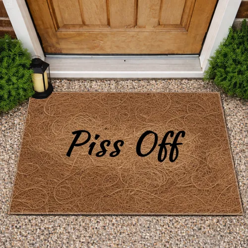 "Piss Off" Script Text Assertive Personal Space Home Decor Gift Doormat