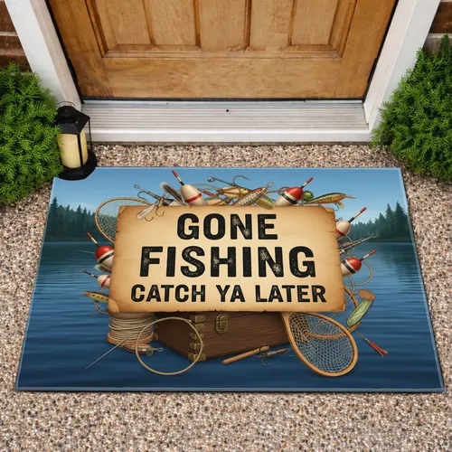 Gone Fishing Catch Ya Later Vintage Fishing Lures - Fishing Lover Gift Doormat