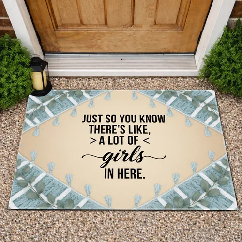 Girls In Here Quote Eucalyptus - Home Decor Gift for Women Doormat