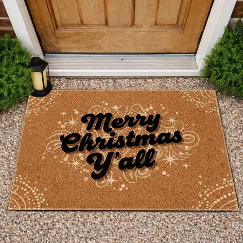 Merry Christmas Y'all Script - Christmas Holiday Decor Doormat