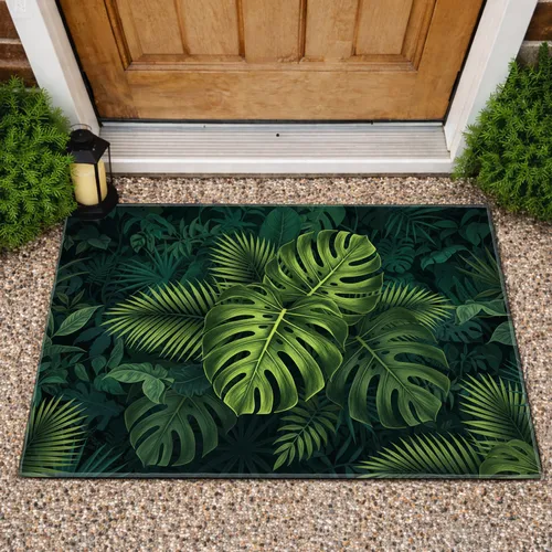 Monstera Deliciosa Leaves Tropical Jungle Foliage - Nature Lover Gift Doormat