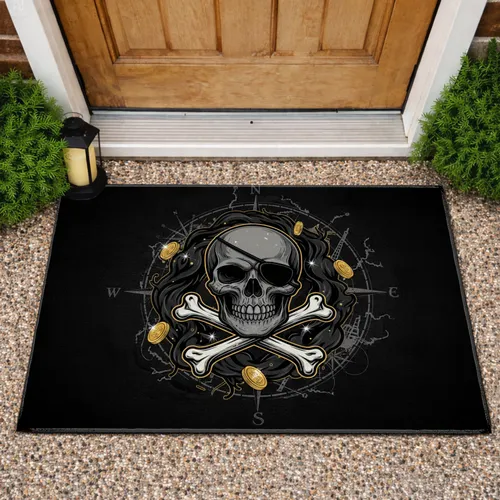 Classic Pirate Skull Eyepatch Crossed Bones - Adventure Home Decor Gift Doormat