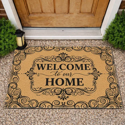 Welcome Home Scrollwork Filigree - Farmhouse Decor Gift Doormat