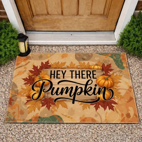 Hey There Pumpkin Autumn Leaves Gourds - Fall Home Decor Doormat