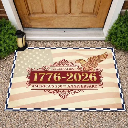 Bald Eagle American Flag 1776-2026 - USA 250th Anniversary Independence Day Celebration Doormat