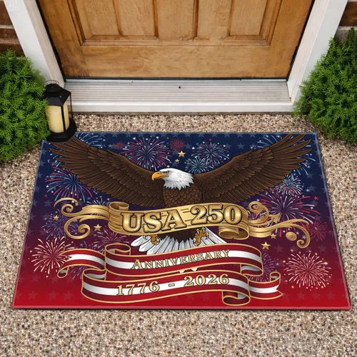 Bald Eagle USA 250 Flag, 1776-2026 - America's 250th Anniversary Independence Day Doormat