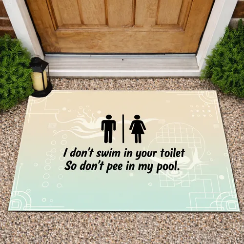 Male Female Restroom Symbols Funny 'Don't Pee In My Pool' Quote - Outdoor Decor Gift Doormat