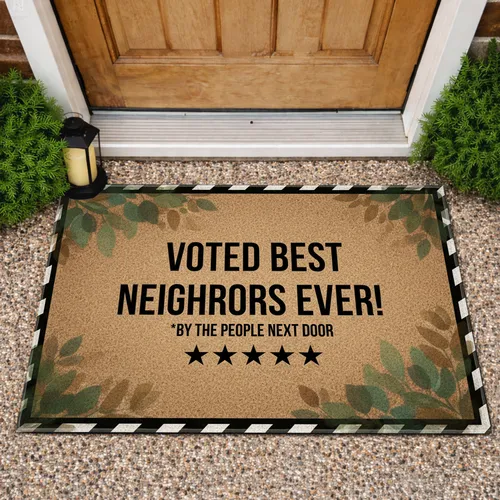 Voted Best Neighbors Ever! Stars Embossed - Neighbor Appreciation Gift Doormat