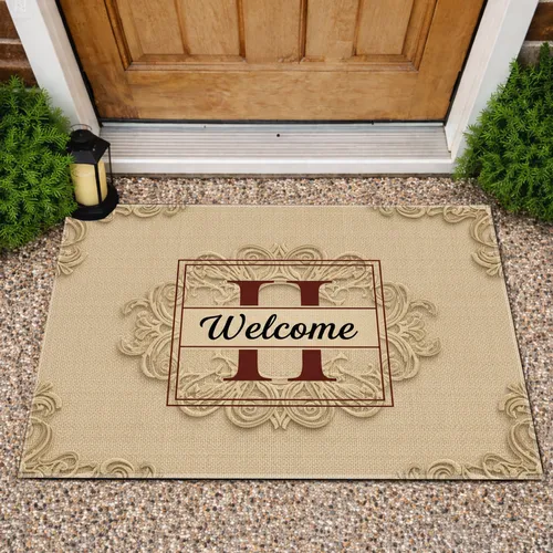 Custom Letter Welcome Letter Swirl - Everyday Home Decor Gift Doormat