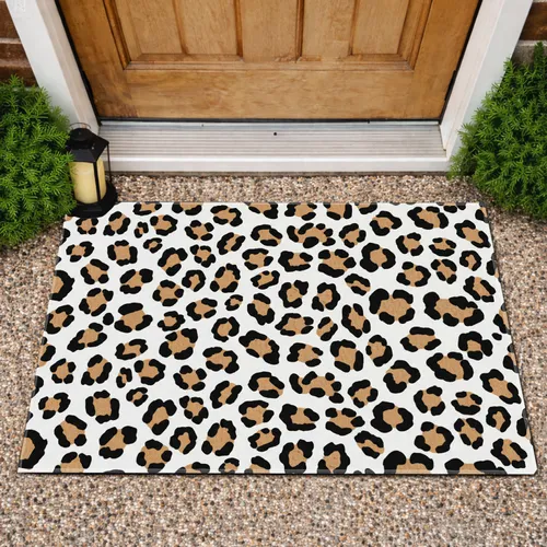 Irregular Black Rosettes Warm Tan-Brown Leopard Spots - Wildlife Lover Home Decor Gift Doormat