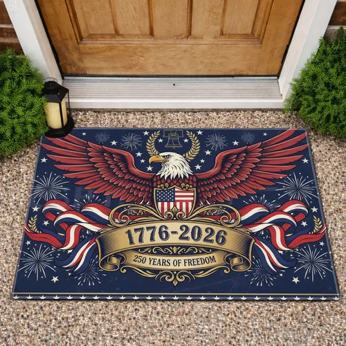 Bald Eagle American Flag 1776-2026 - USA 250th Anniversary Independence Day for Veterans Doormat