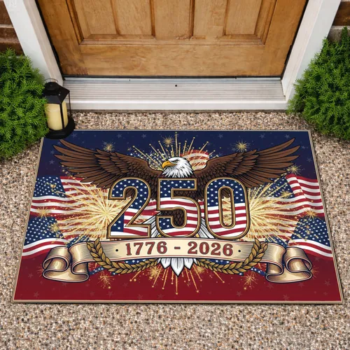 Bald Eagle 250 Emblem 1776-2026 - USA 250th Anniversary Patriotic Gift for Veterans Doormat