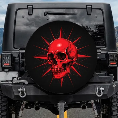 Human Skull Multi-Pointed Geometric Star - Travel Essentials Gift Spare Tire Cover